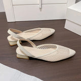 Pbong  Pointed Toe Women's Sandals Mesh Heeled Shoes Woman Elegant Slippers Chunky Walking Dress Slippers Fashion Mujer De Sandalias
