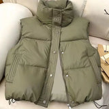 Pbong  Hot Sale Of The Season New Women's down Cotton Vest Short Loose Outerwear Fashionable Autumn Winter Design Pure Color Cotton Jac