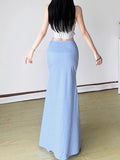 Pbong  French Elegant Fish Tail Skirt Plaid Pleated High Waist Design Female Slim Long Skirt Spring Summer New Women's Clothing