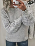 Knit Sweater Woman Slouchy Knitwear Long Sleeve Crew Neck Pullovers Plain Jumper Female Autumn Winter Daily Outfit