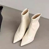 Pbong  Winter New Brand Women High Heel Short Boots Fashion Pointed Toe Ladies Elegant Ankle Boots High Heel Dress Pumps Boots Women