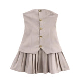 Pbong  Fashionable Shoulder Bared Short Dress Women's Style Sleeveless Strapless Dress Street Trend High Waist Polyester Summer Dress