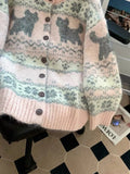 Sweet Pink Cartoon Cardigan Sweaters Women Vintage Lazy Wind Long Sleeve Cute Knitted Coat Casual Japan Kawaii Loose Tops