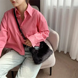 Luxury Faux Fur Ladies Shoulder Bags Soft Plush Female Evening Clutch Purse Handbags Women's Small Tote Fluffy Crossbody Bag