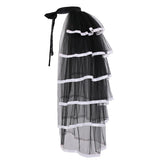 Pbong  Steampunk Tulle Tutu Skirt Women Medieval Gothic Cocktail Club Ruffles Punk Mermaid Overskirt