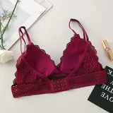 Floral Lace Bralette Girls Non-Wire Push Up Bras For Women Soft Sexy Intimates Brassiere V-neck Lingerie Female Underwear