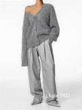 Spring Autumn Women Cardigan Sweater Jacket 2025 Imitation Mink Fur Versatile Female Sweater V-neck Loose Ladies Knitted Top