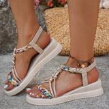 Weave Women's Sandals Wedges Designer Shoes for Woman Fashion Heels Shoes Dress Comfort Walking Mujer De Sandalias
