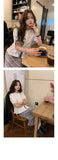 Women French Gentle Style Fungus Edges O-neck Puff Short-sleeved Shirts Summer Lace-up Bow Waist Slimming Single Breasted Blouse
