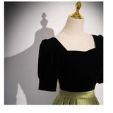 Pbong  Evening Dress Female Black New Banquet Fashion Temperament Square Collar Formal Dress Women Elegant Evening Dresses
