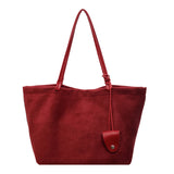 Pbong  Women Flannel Large Capacity Shoulder Bag Winter Retro Soft Tote Bag Luxury Designer New Trend Female Handbags