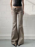 Slim Fit Simple Flared Pants Women High Fashion Causal England Style All-Match Basic Jeans Classical Clothing