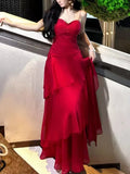Elegant Ruffles Women's Prom Dresses Chic Wedding Spaghetti Strap Folds Split Party Holiday Dress Summer 2025 New Vestido