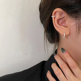 New Minimal Wave Hoop Earrings for Women Girl Crystal Zirconia Small Huggie Thin Cartilage Earring Piercing Jewelry Gifts