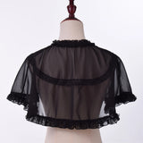 Pbong  Lolita Short Cape for JSK Dress Black White Chiffon Capes