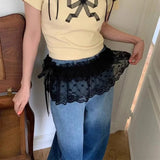Korean Style Lace Mini Skirts Women Elegant Sweet Lolita Short Skirts Cute High Waist Y2k Streetwear Black Ruffle Skirt