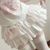 Harajuku Y2k Lolita Mini Skirt Women Bow Japanese Style Kawaii Pleated Skirts Sweet Dot Ruffles Cake Layered Skirts