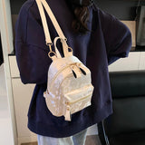 Pbong  Women's Mini Back Packs Y2K New Trend Korean Fashion Cute Backpack Lady Pu Backpacks