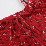 Red Flowers Printed Sleeveless Mini Dress