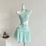 Summer 2000s Aesthetic Y2k Vintage Off Shoulder Dress Frock Party Shoujo Girl Hollow Out One-Piece Evening Gyaru Coquette Prom