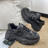 Pbong  New Women Fashion Platform Sport Shoes Women Spring Autumn Black Casual Chunky Sneakers Women Mesh Platform Shoes