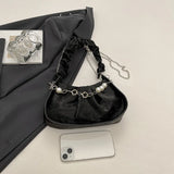 Pbong  Fashionable Pleated Chain Underarm Bag Women's Crossbody Bag Stylish Versatile Single Shoulder Bag for Casual Travel