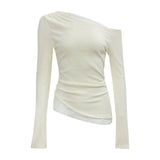 New French High Street Sexy Off The Shoulder T Shirts Fairy Patchwork Lace Simple Female Clothing Office Lady American Tees