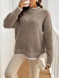 Women's High Neck Pullover Knitted Sweater Autumn Winter Simple Style Warm Cozy Top for Ladies