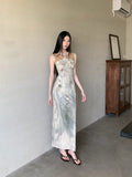 Hollow Out Vintage Bodycon Long Dress For Woman Summer 2025 Sleeveless Tunics Modest Evening Party Ladies Midi Dress