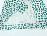 Pbong  Vintage Women Green Dot Leopard Print V neck Tank Dress Elastic Back Slim Waist Slit Hem Midi Long Dresses Summer Vestidos Robe