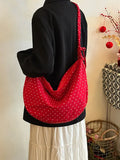 Pbong  Korean Pleated Drawstring Horn Bags New Large Capacity Single Shoulder Crossbody Versatile Tote Bag for Commuting