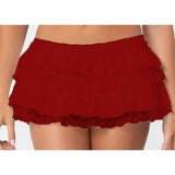 Pbong  Women's Summer Y2K Cute Layered Mini Skort Lace Trim Patchwork Ruffled Layered Tiered Elastic Low Waist A-Line Skirts