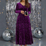 Pbong  Plus Size Fashionable Velvet Long Sleeve Dress Women's Elegant Slimming Spring Autumn New Style 3D Pressed Flower Large Size ...