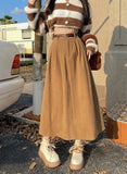 Pbong  High Waist Midi Skirt Autumn Winter Hot Sale Of The Season New Style Versatile Long Skirt A- Line Pure Color Polyester Commute..