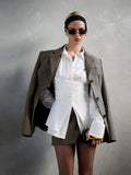 Elegant Office Women's Shirts Solid Laple Waist Cinching Full Sleeve Female Shirt 2025 Spring Fashion New Lady Commuter Wears