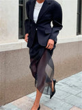 Mesh Sheer Maxi Skirt Women Summer High Waist Patchwork Slim Skirts Solid Y2k Clothes High Street Sexy Fashion Long Skirt 2025