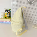 Pbong  Lightweight Lavvender Nylon Backpack For Women Cute Drawstring Daypack With Multiple Pockets Pastel Purple Soft Puff School Bag