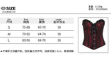 Pbong  Tube Top Gothic Printed Lace Trim Sleeveless Metal Buttons Lace-up Corsets Tank Top Court Elegant Fairy Grunge Top
