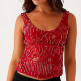 Boho Beaded Embellished Tank Tops Sequin Sparkly Shiny Sleeveless Shirt Vest Women Summer Vacation Y2K Sexy Crop Tops Going Out