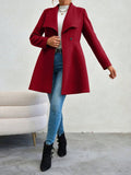 Women's Coats Winter Solid Color Long Sleeve Lapel Button-Up Work Coats New Year Red Valentine's Day Gift Outerwears