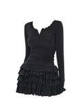 Fall Winter Women Shoujo Girl Ballet Core Long Sleeve Dress Korean Mini Frocks Party One-Piece 2000s Aesthetic Gyaru Coquette