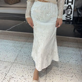 French Velvet Fishtail Skirt Sequin Beaded Embroidery Skirt Elastic Waist A Line High Waist Skirts for Woman Faldas Para Mujeres