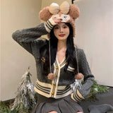 Coquette Cardigan Sweater Woman Kawaii Bow Hollow Out Knitted Tops Korean Fashion Sweet Preppy Cute Aesthetic Solid