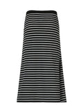 Y2K Black White Stripe Long Skirts Women Split Elastic Waist Basic Elegant Knitted Skirt