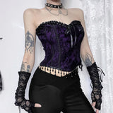 Gothic Crop Tops Black Spaghetti Strap Corset Tops New Goth Punk Grunge Fairy Core Sexy Y2K Halloween Clothing