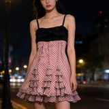 New Sweet French Constrast Color All Match Sling Short Dress Harajuku Polka Dot Print A-line Clothes Y2k Spice Girl Punk Dress