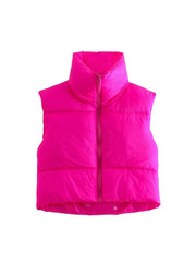 Casual Woman Black Loose Short Vest Female Fashion Oversized  Solid Color Tank Ladies Basic Warm Sleeveless Jacket