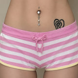 New Woman's Y2K Shorts  2000s Aesthetic Low Mini Shorts Pink Plaid Striped Hot Pants Summer Streetwear Spice Girl's Outfits