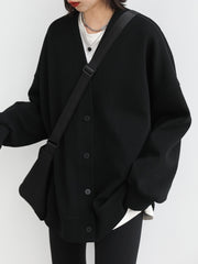 Korean Autumn Winter Women's Sports Coat Casual Loose V-neck Sweatshirt for Women Thick Warm Tops Office Lady Female