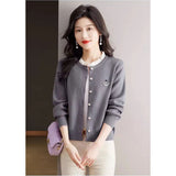 Autumn/Winter 2025 Korean Version Fashion Women's Knitting Cardigan Sweater Design Sense Versatile Femme Bottoming Tops
